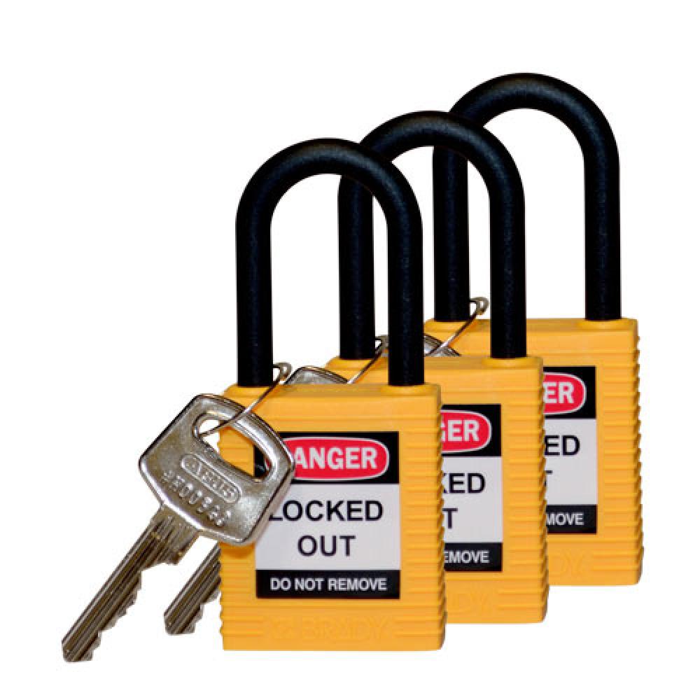 Nylon Padlock 1.5&#34; Nylon Shkl KA YL 3PK