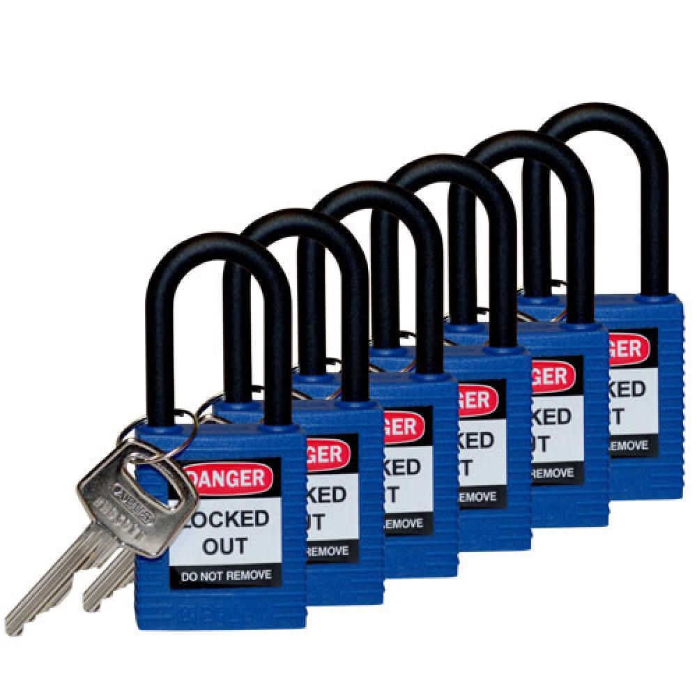 Nylon Padlock 1.5&#34; Nylon Shkl KA BU 6PK