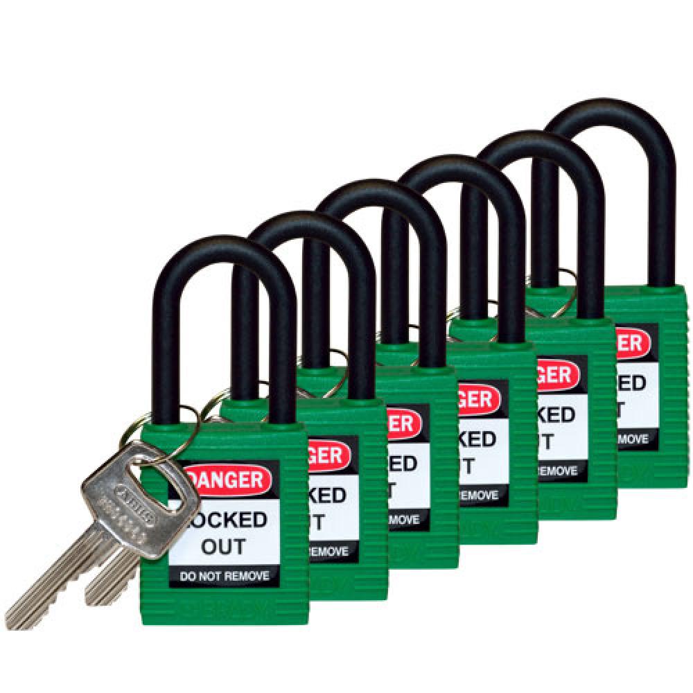 Nylon Padlock 1.5&#34; Nylon Shkl KD GN 6PK