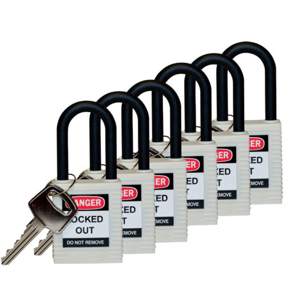 Nylon Padlock 1.5&#34; KD WT 6PK