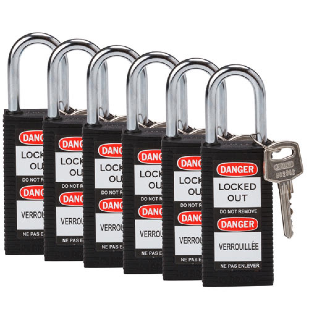 Long Body Nylon Padlock 1.5&#34; KD BK 6PK