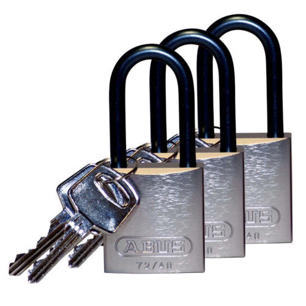 Alum Padlock 1.5&#34; Alum Shackle KA SL 3PK