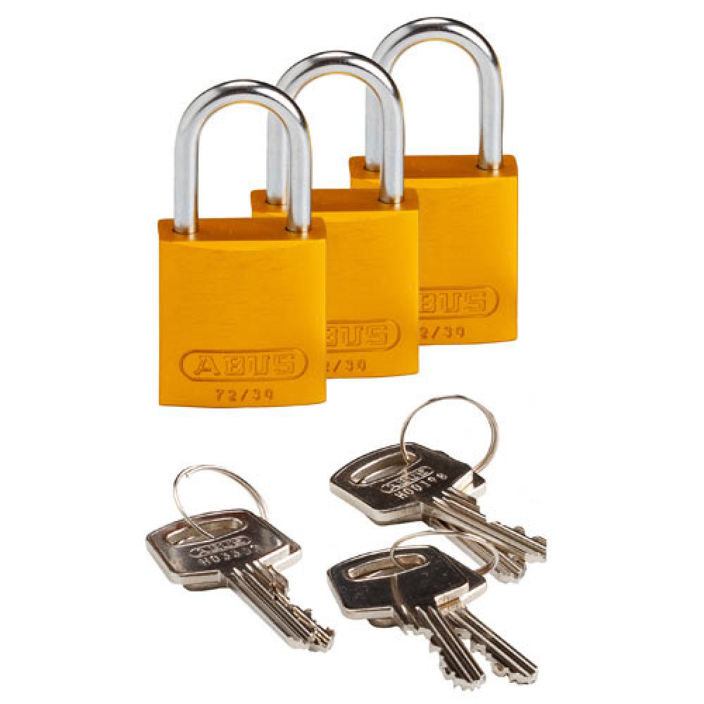 Comp Alum Padlock 1&#34; KA YL 3PK