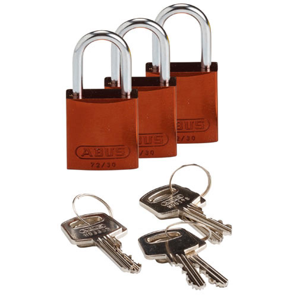 Comp Alum Padlock 1&#34; KA BN 3PK