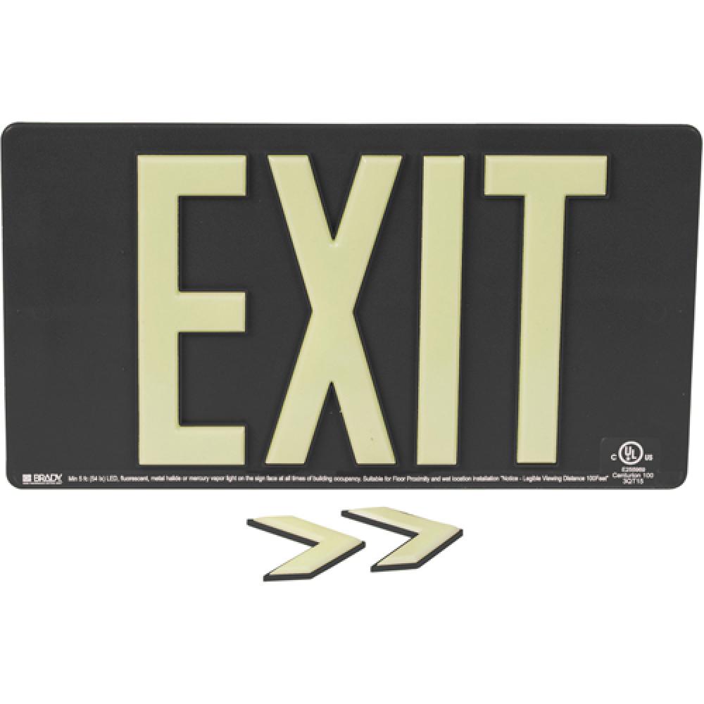 BRADYGLO EXIT SIGN 100&#39; WALL MOUNT BLACK