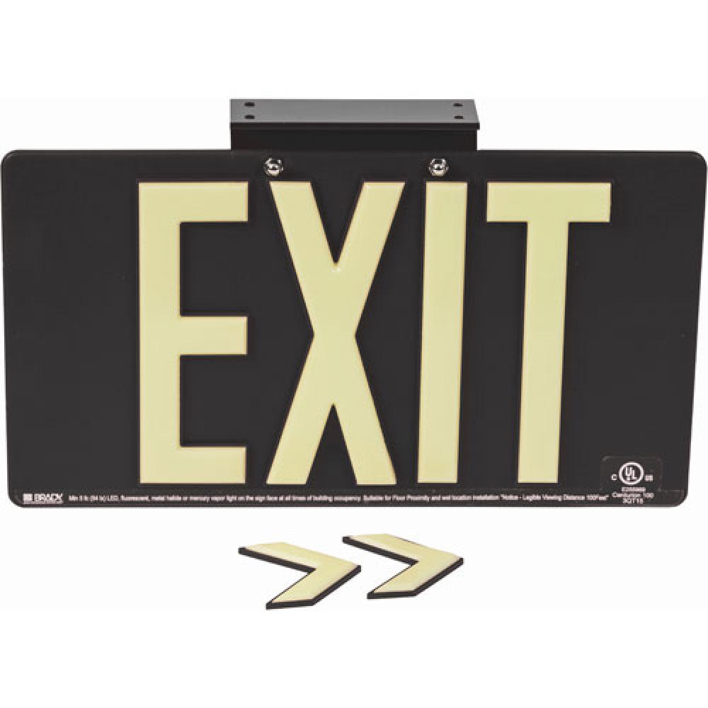 BRADYGLO EXIT SIGN 100&#39; DOUBLE BRCKT BLK