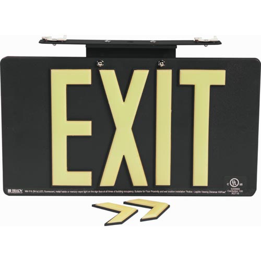 BRADYGLO EXIT SIGN 100&#39; SNGL TBAR BLK