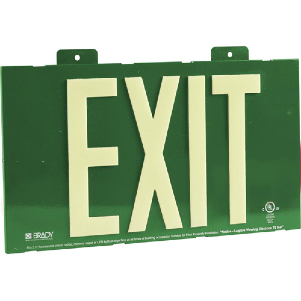 BRADYGLO EXIT SIGN 75&#39; WALL MOUNT GREEN