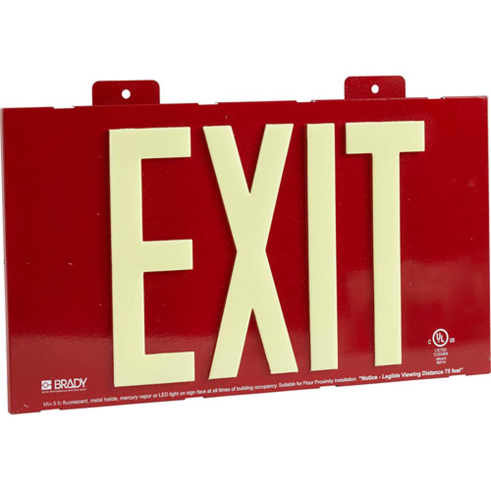 BRADYGLO EXIT SIGN 75&#39; WALL MOUNT RED