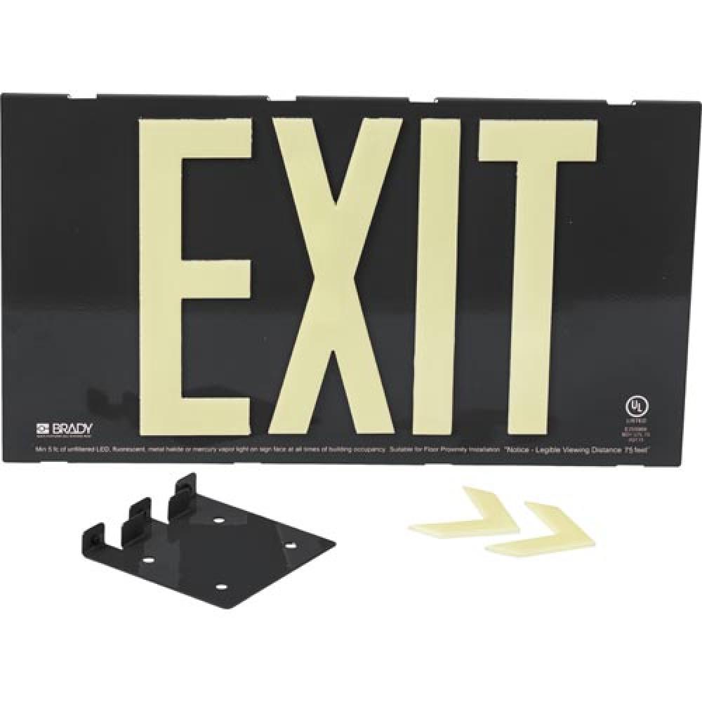 BRADYGLO EXIT SIGN 75&#39; SNGL BRCKT BLK