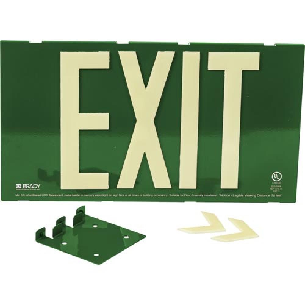 BRADYGLO EXIT SIGN 75&#39; SNGL BRCKT GRN