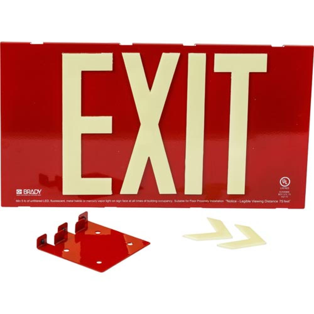 BRADYGLO EXIT SIGN 75&#39; SNGL BRCKT RED