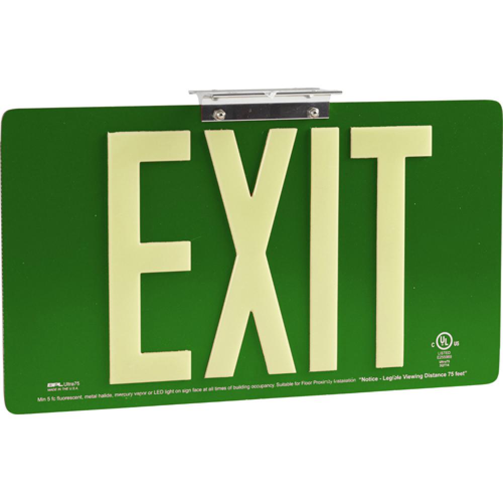 BRADYGLO EXIT SIGN 75&#39; DOUBLE BRCKT GRN