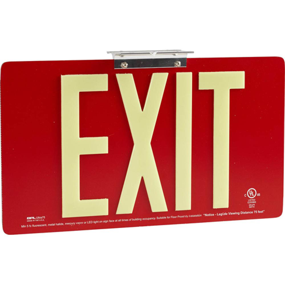 BRADYGLO EXIT SIGN 75&#39; DOUBLE BRCKT RED