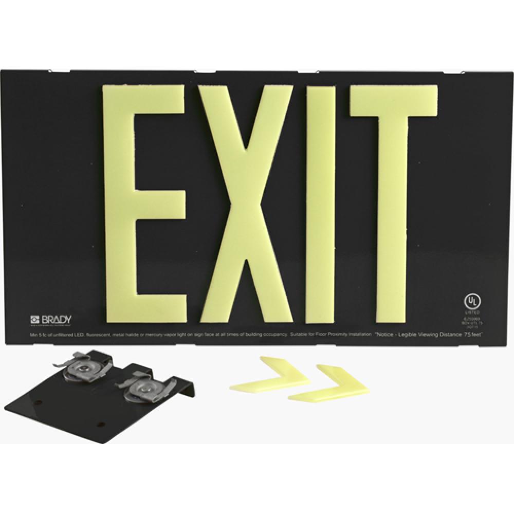 BRADYGLO EXIT SIGN 75&#39; SNGL TBAR BLK