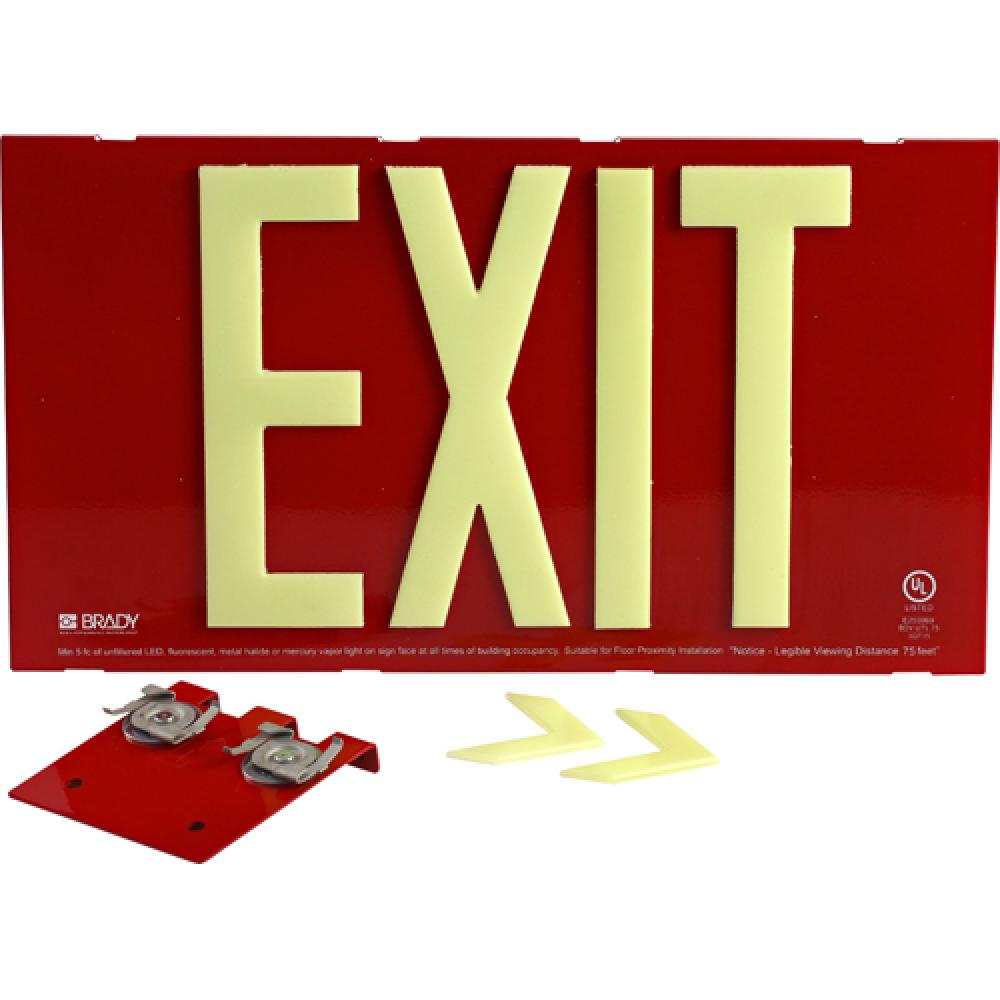 BRADYGLO EXIT SIGN 75&#39; SNGL TBAR RED