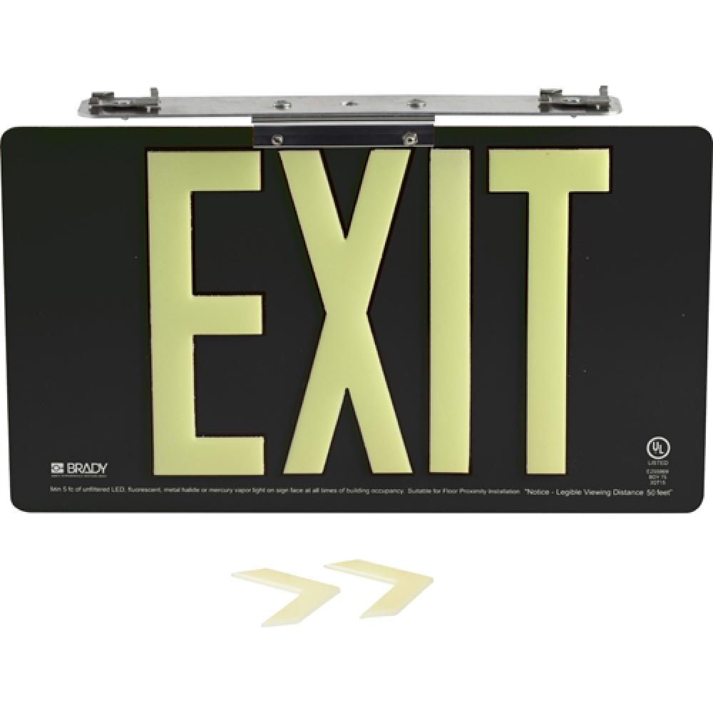 BRADYGLO EXIT UL SIGN 50&#39; SNGL TBAR BLK