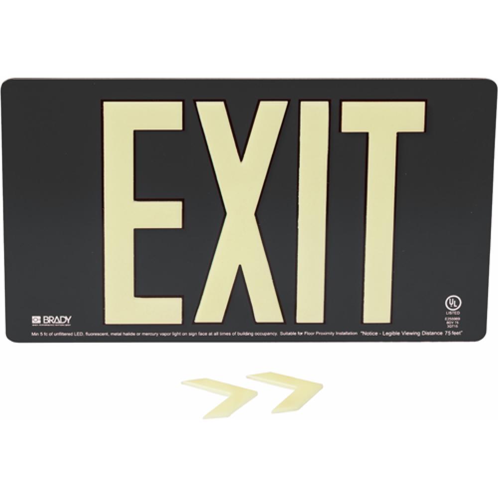 BRADYGLO EXIT UL SGN 50&#39; WALL MOUNT BLK