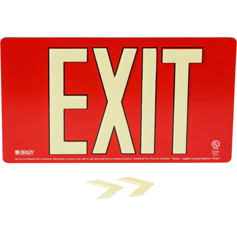 BRADYGLO EXIT UL SGN 50&#39; WALL MOUNT RED