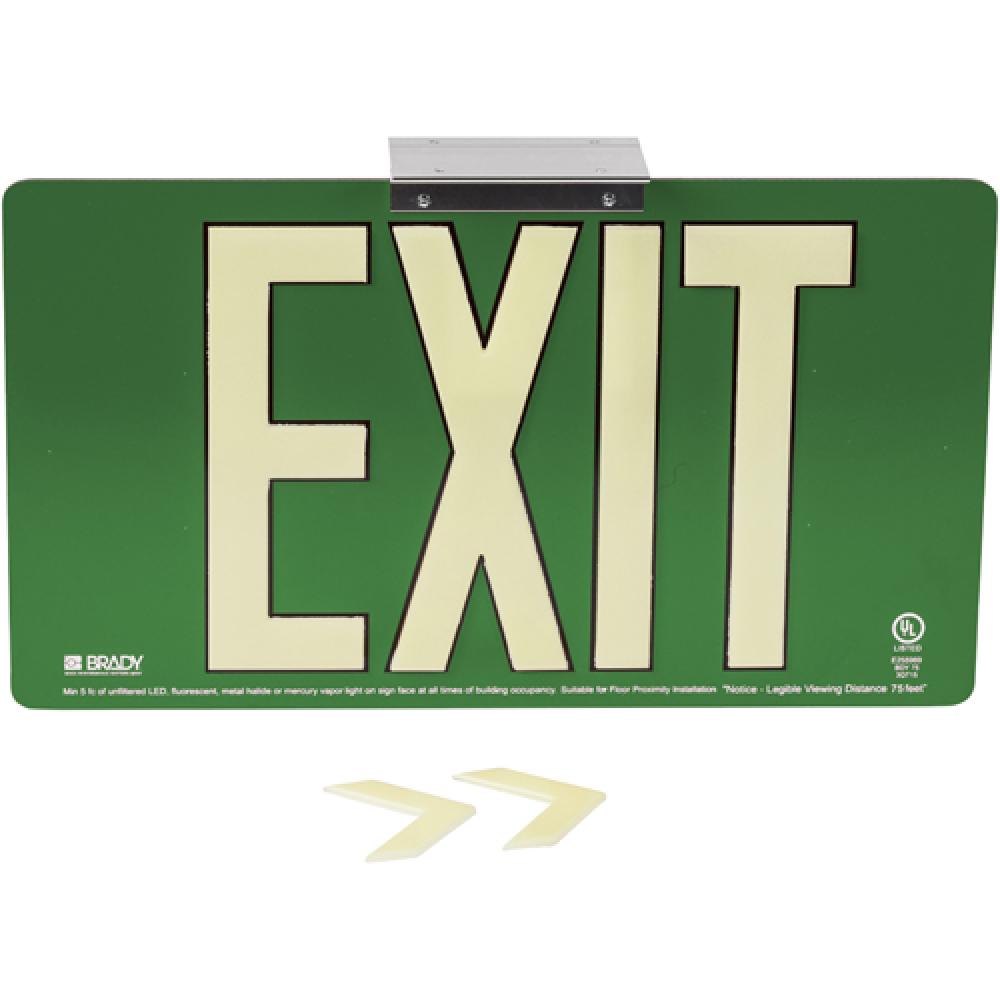 BRADYGLO EXIT UL SGN 50&#39; SNGL BRCKT GRN