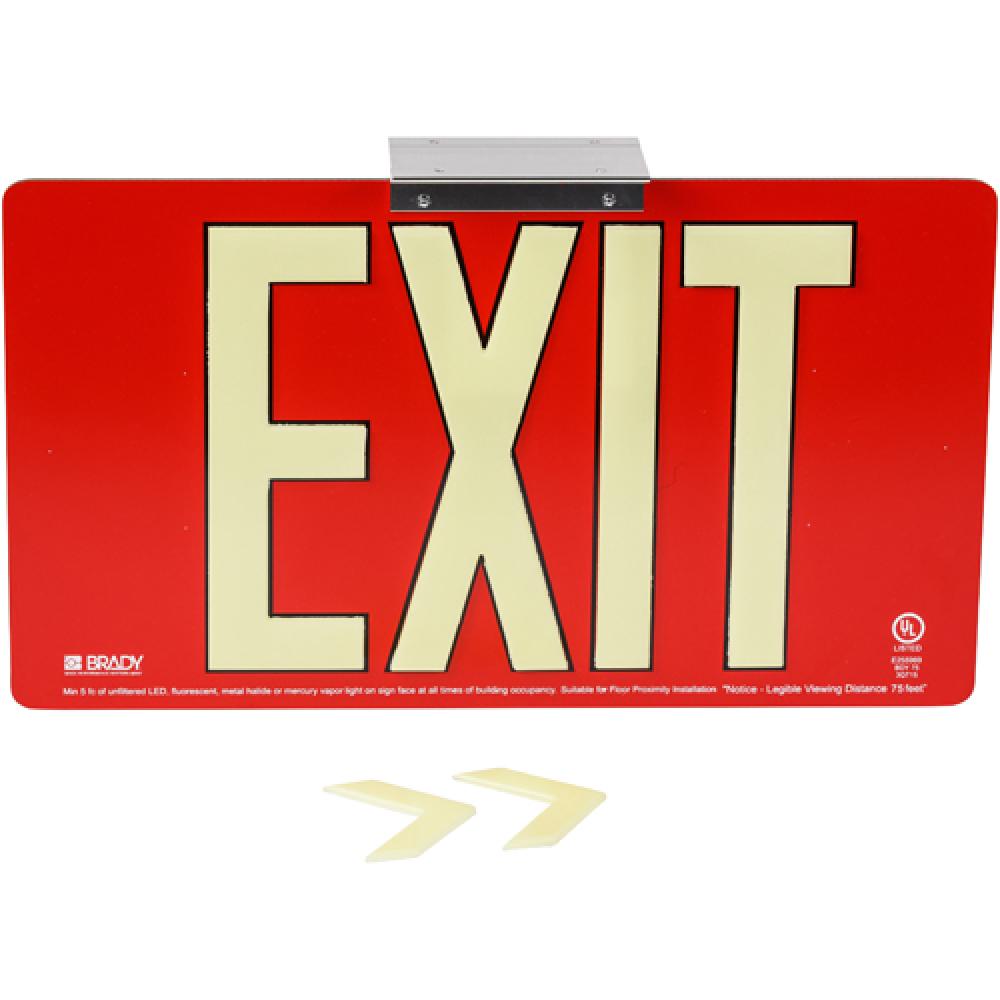 BRADYGLO EXIT UL SGN 50&#39; SNGL BRCKT RED