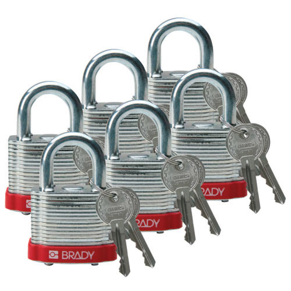 Steel Padlock 0.75 in Shackle KD RD 6PK