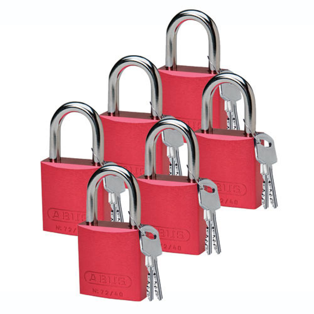 Alum Padlock 1&#34; Alum Shackle KD RD 6PK