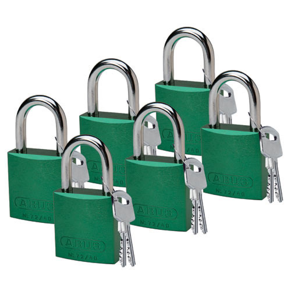 Alum Padlock 1&#34; Alum Shackle KD GN 6PK