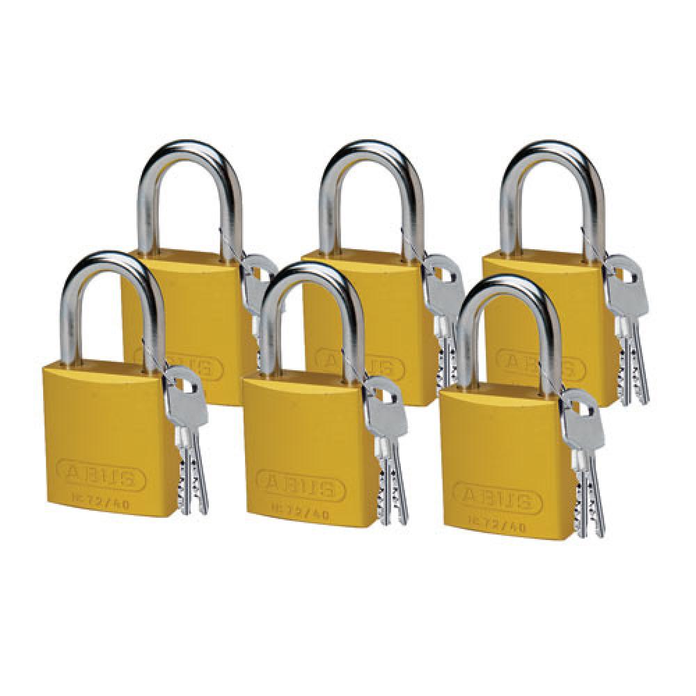 Alum Padlock 1&#34; Alum Shackle KD YL 6PK