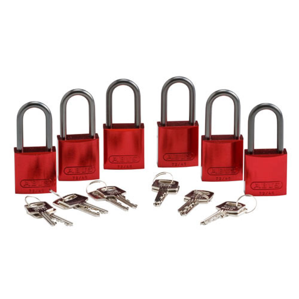 Alum Padlock 1.5&#34; Alum Shackle KD RD 6PK