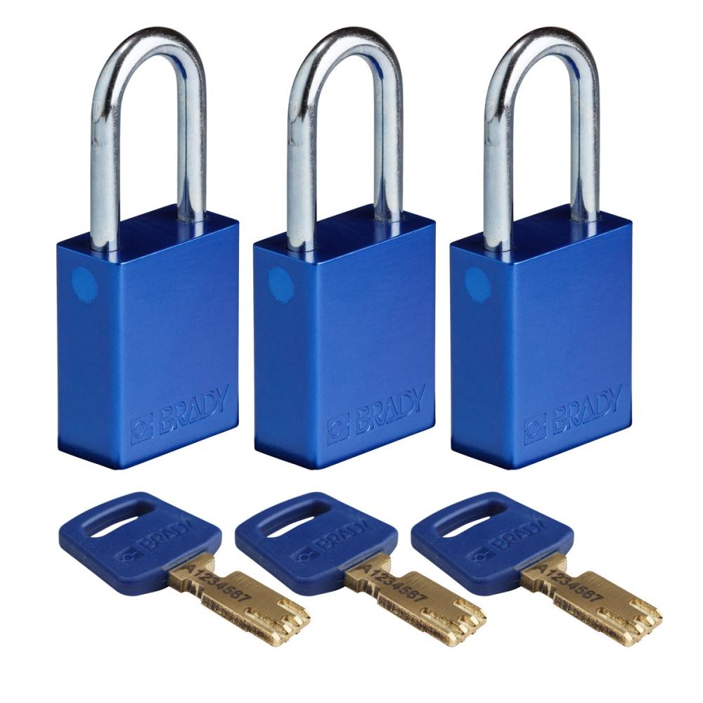 Alum Padlock 1.5&#34; Steel Shkl KA BU 3PK