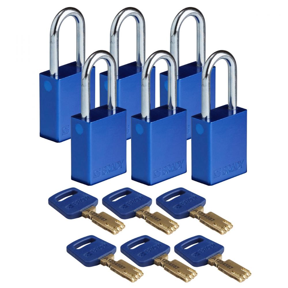 Alum Padlock 1.5&#34; Steel Shkl KD BU 6PK