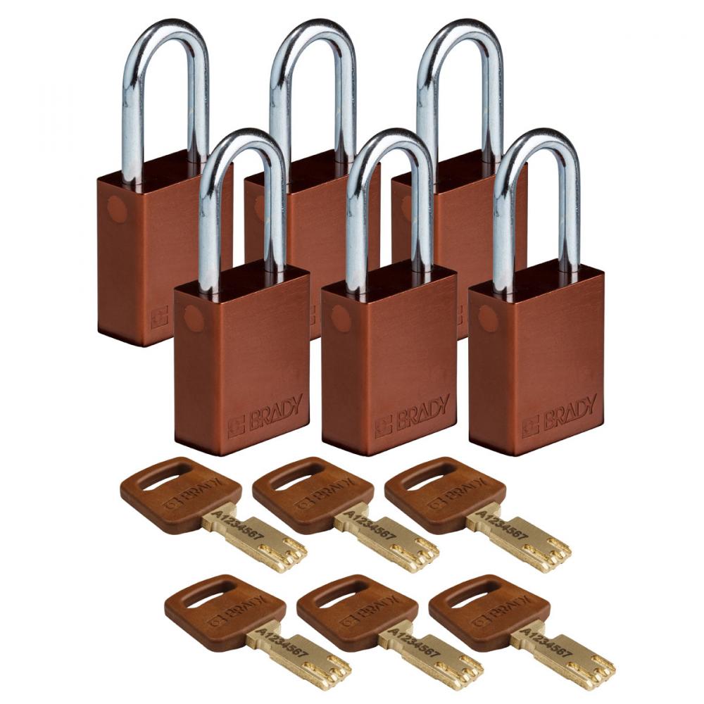 Alum Padlock 1.5&#34; Steel Shkl KA BN 6PK