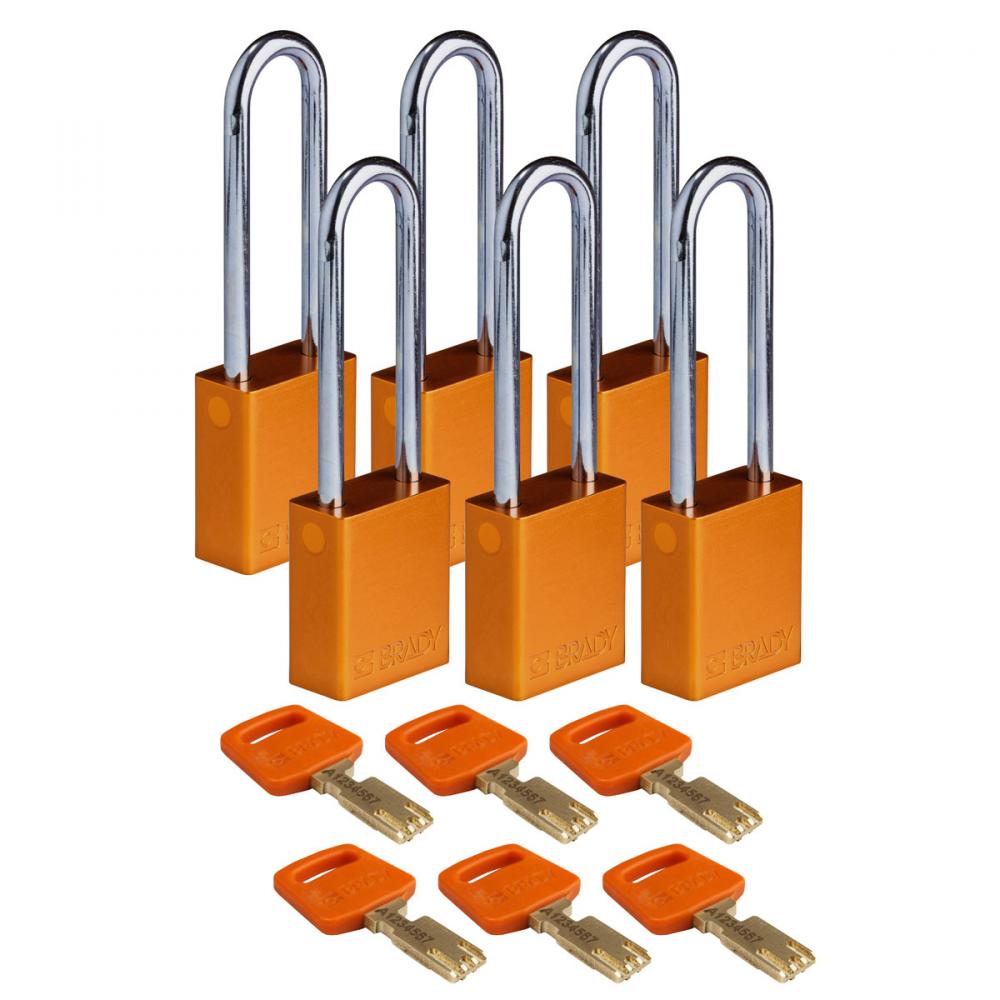 Alum Padlock 3&#34; Steel Shackle KD OR 6PK