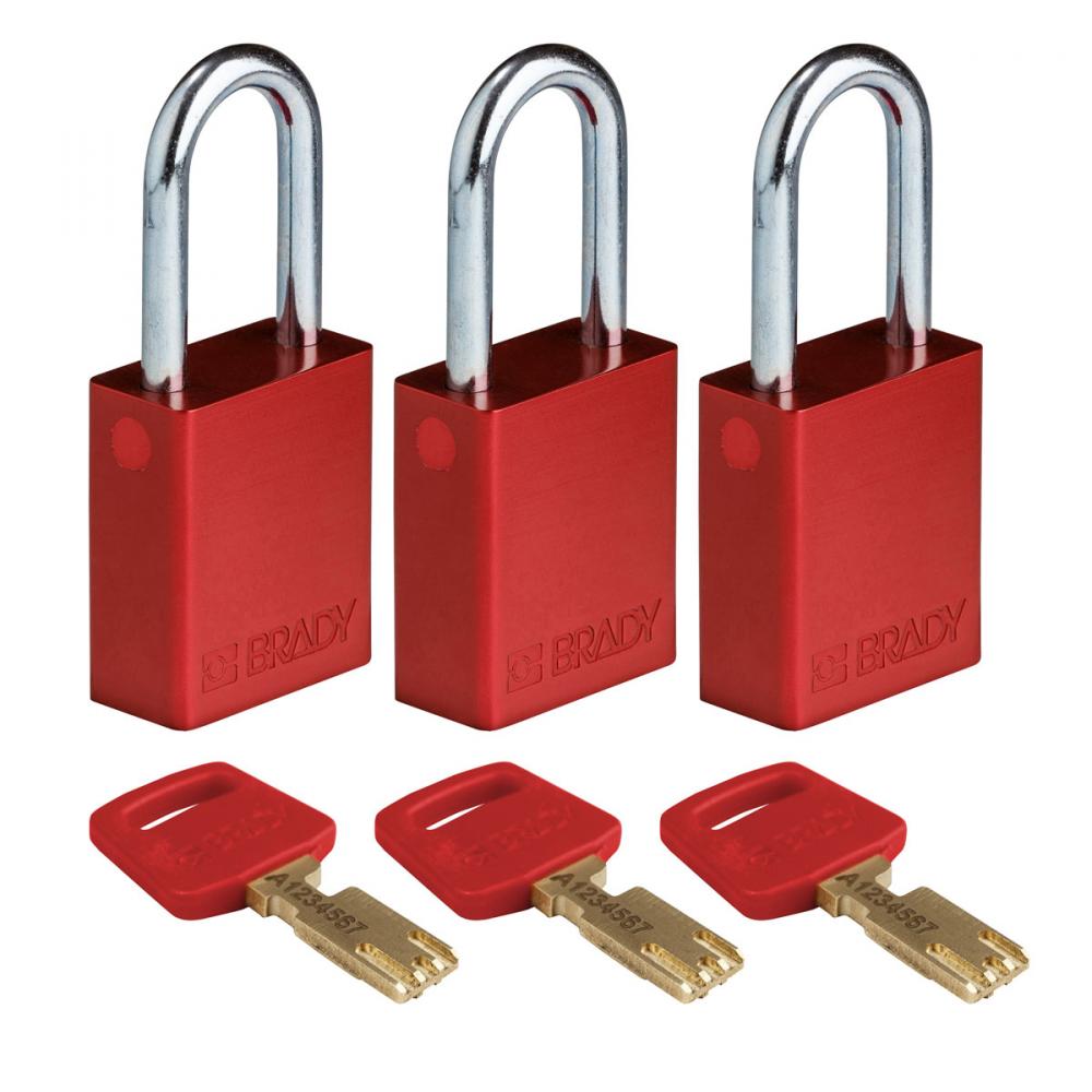 Alum Padlock 1.5&#34; Steel Shkl KA RD 3PK