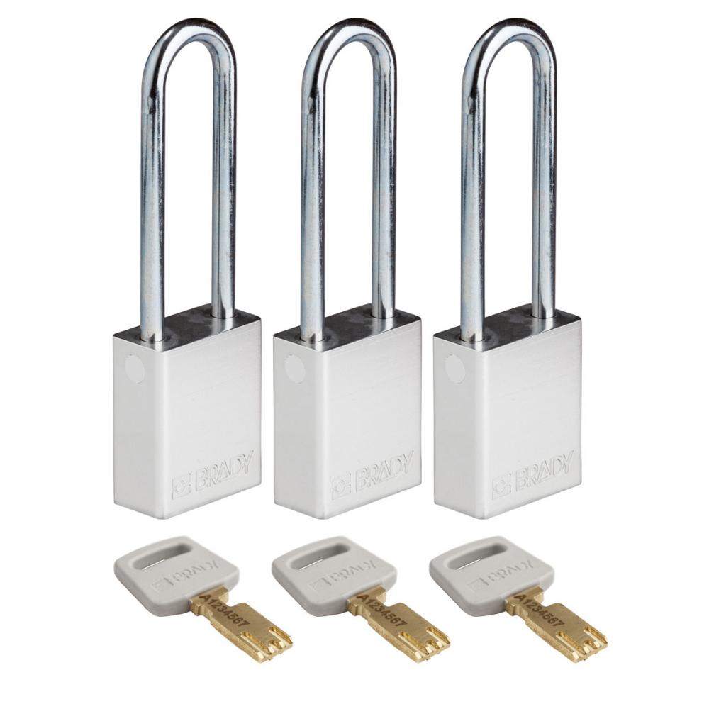 Alum Padlock 3&#34; Steel Shackle KA SL 3PK