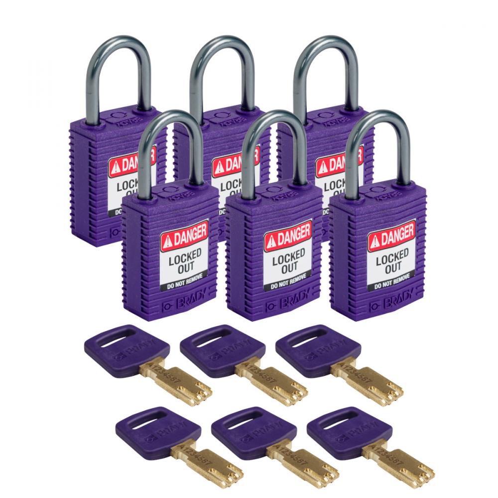 Comp Padlock Nyl 1&#34; Alum Shkl KD PL 6PK