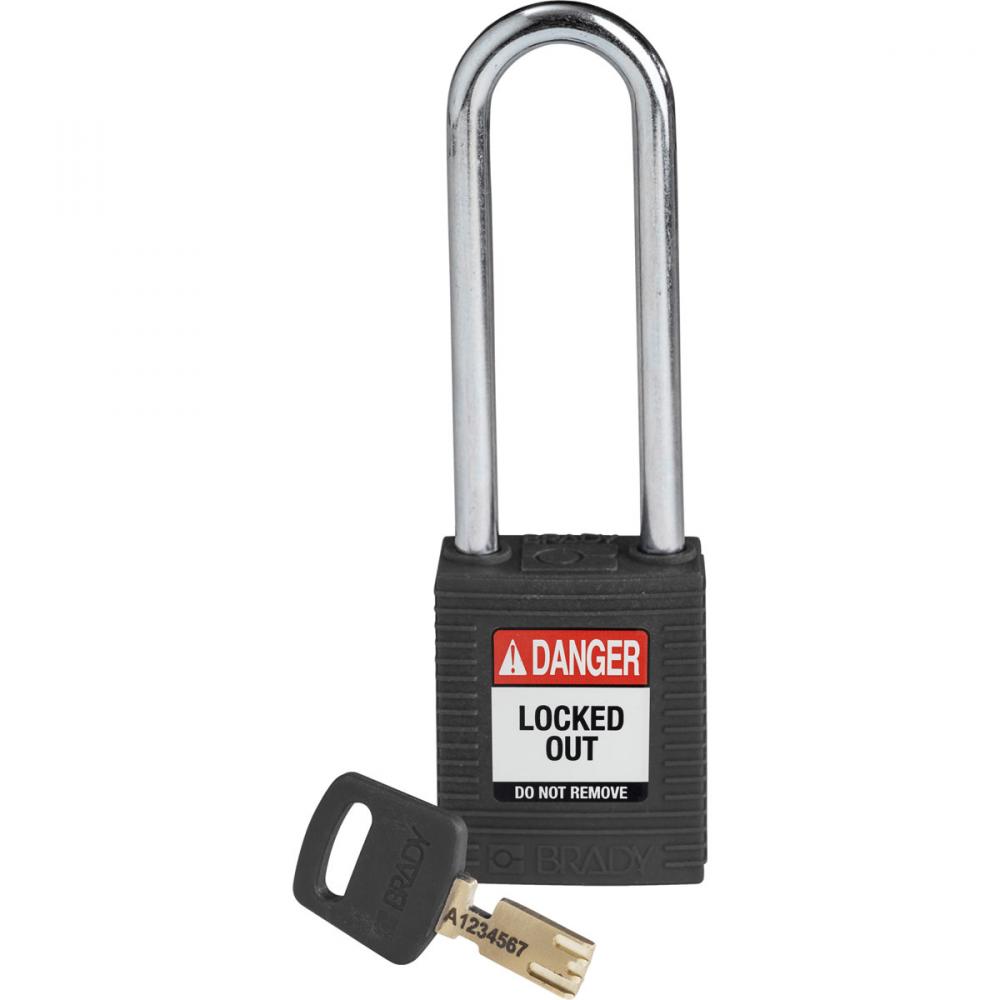 Nylon Padlock 3&#34; Steel Shackle KD BK