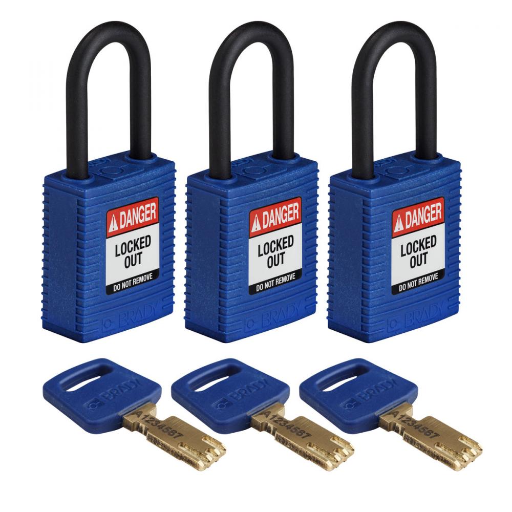 Nylon Padlock 1.5&#34; Plst Shkl KA BU 3PK