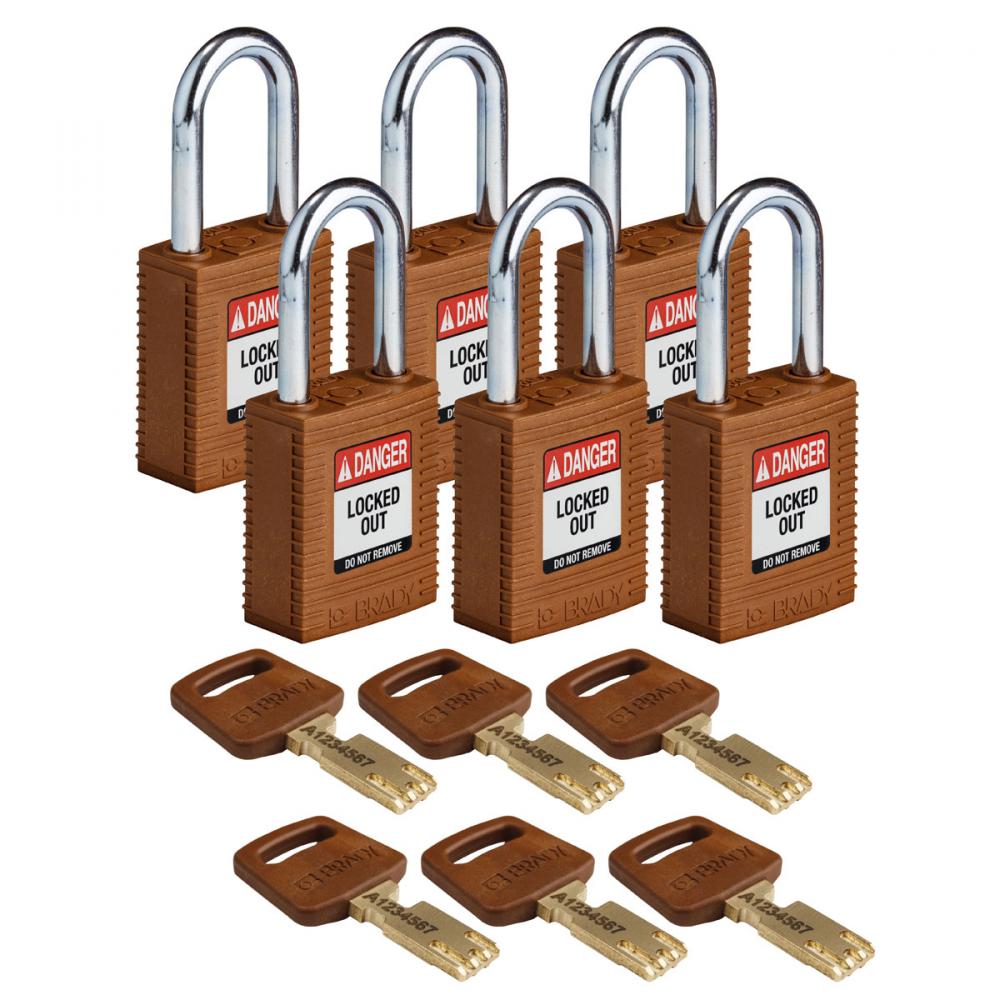 Nylon Padlock 1.5&#34; Steel Shkl KD BN 6PK