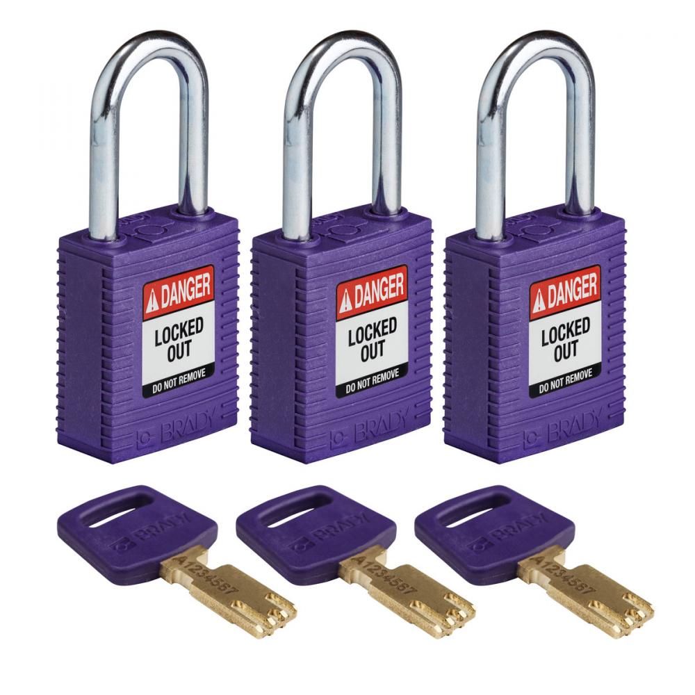 Nylon Padlock 1.5&#34; Steel Shkl KA PL 3PK