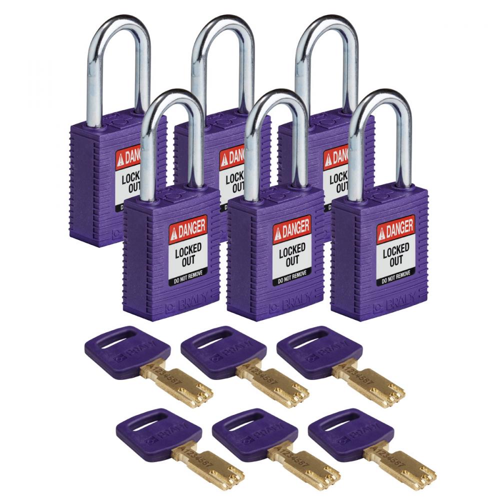 Nylon Padlock 1.5&#34; Steel Shkl KD PL 6PK