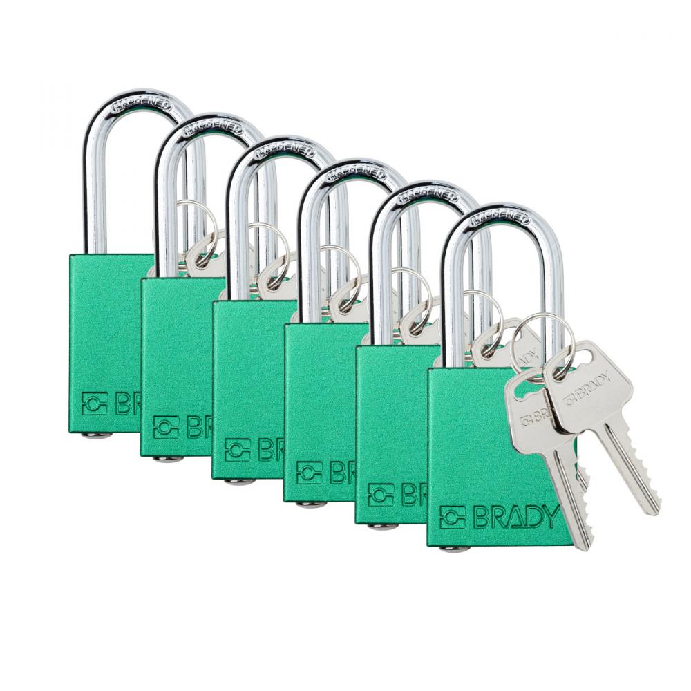 Alum Padlock 1.5&#34; Steel Shkl KA GN 6PK