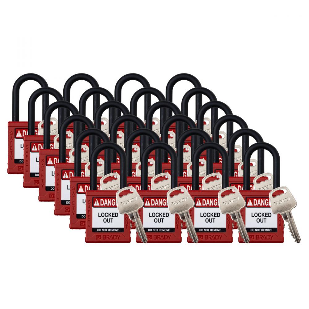 Plastic Padlock 1.5&#34; Shackle KA RD 24PK