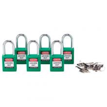 Brady 105893 - Nylon Padlock 1.5" Steel Shkl KA GN 6PK