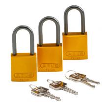 Brady 105904 - Alum Padlock 1.5" Alum Shackle KA YL 3PK