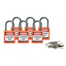 Brady 118958 - Nylon Padlock 1" Alum Shackle KA OR 6PK