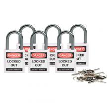 Brady 118932 - Nylon Padlock 1" Alum Shkl KD White 6PK