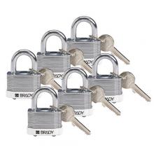 Brady 118939 - Steel Padlock 0.75 in Shackle KD WT 6PK