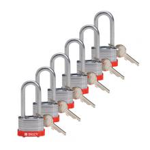 Brady 118944 - Steel Padlock 2 in Steel Shkl KD RD 6PK